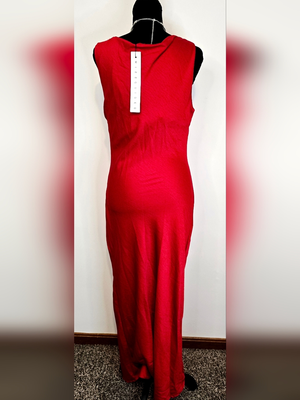 Missguided Red Maxi Dress Sleeveless Bodycon Formal Evening NWT Sz L Prom - Picture 6 of 12